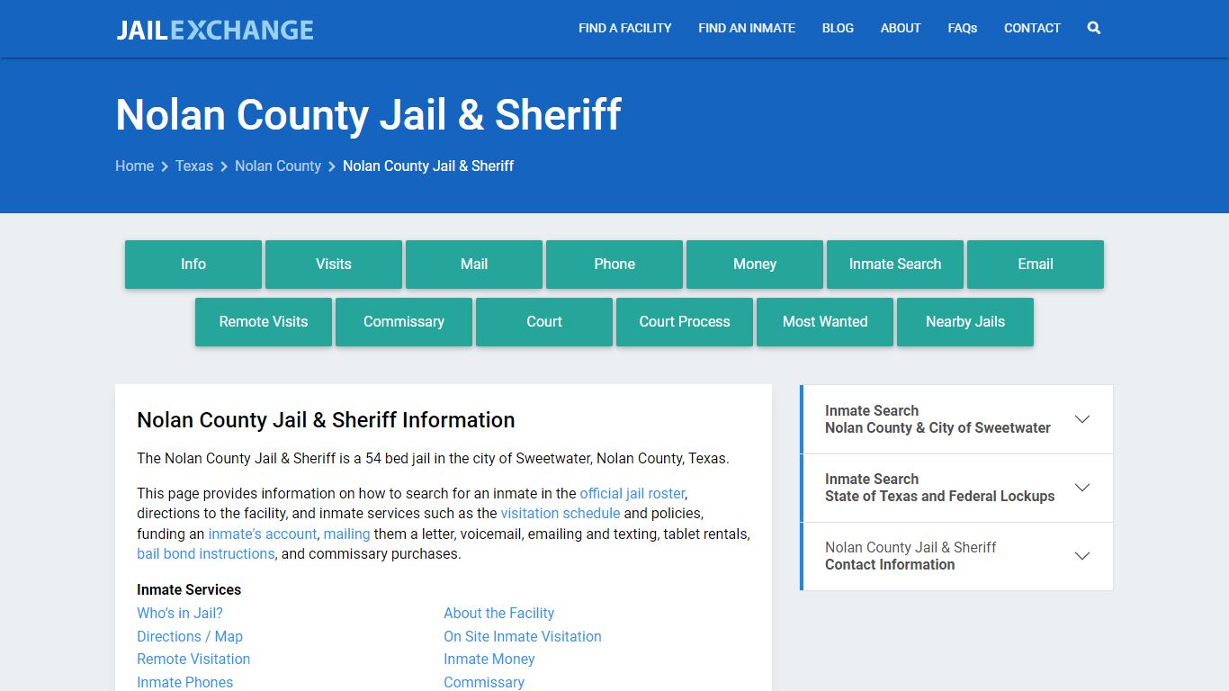 Nolan County Jail & Sheriff, TX Inmate Search, Information